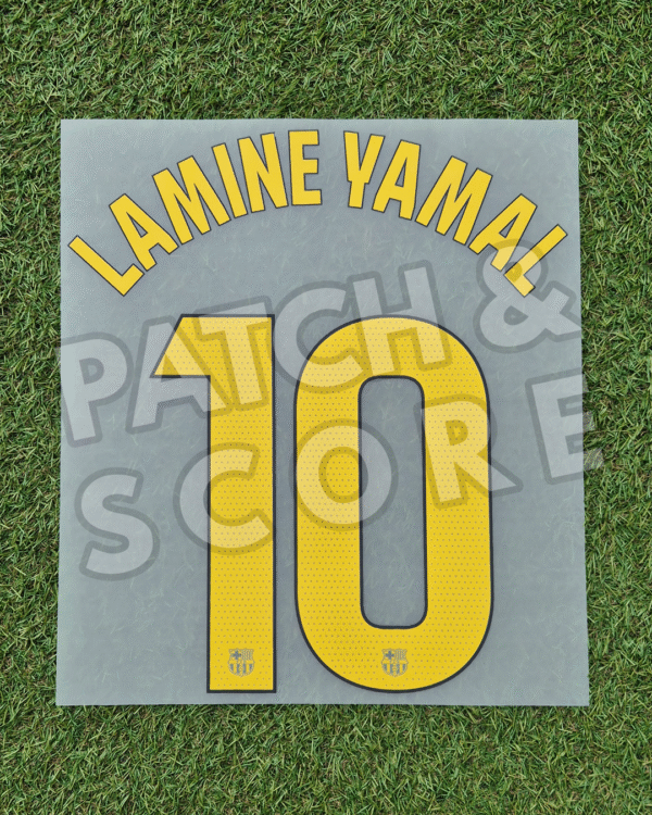 Lamine yamal 25-26 la liga home name set Original Player Issue 2025-26 FC Barcelona Lamine Yamal La Liga Home Name Set | Stahls TPT