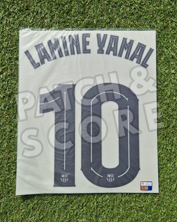 Lamine yamal 25-26 ucl away name set Original Player Issue 2025-26 FC Barcelona Lamine Yamal Champions League Away Name Set | Stahls TPT